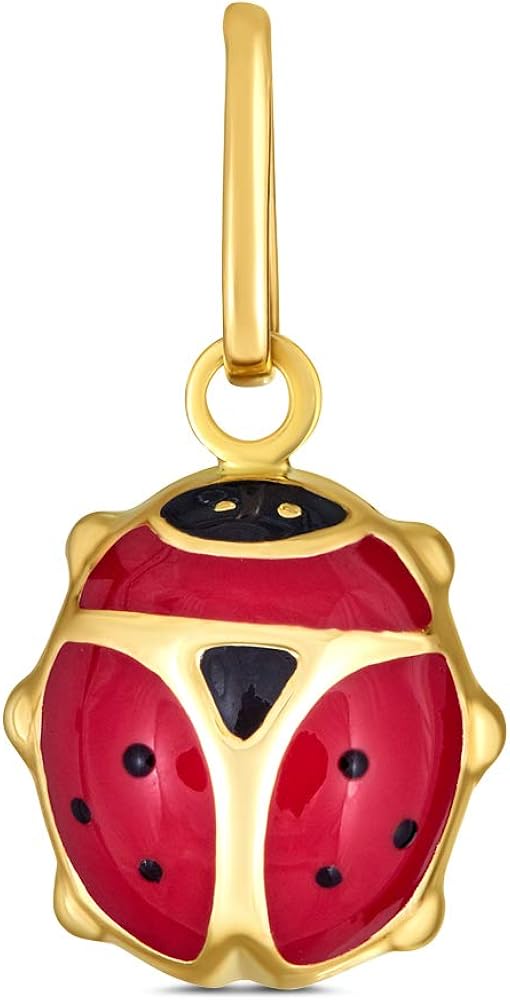 14k 黄金瓢虫珐琅吊坠(0.9 克)